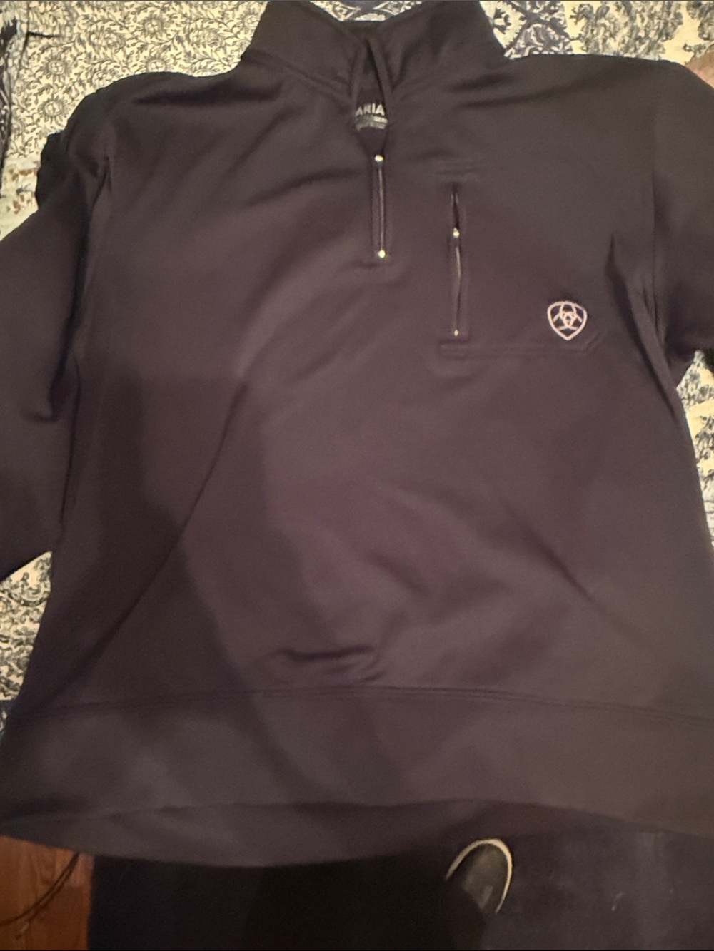 Ariat Black Quarter-Zip Pullover with Zip Chest Pocket